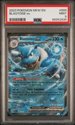 2023 Pokemon 151 Blastoise ex Extended Art 009/165 DOUBLE RARE PSA 9 MINT - Image 1