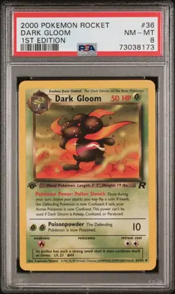2000 Pokemon 1st Edition Rocket Dark Gloom PSA 8 - Image 1