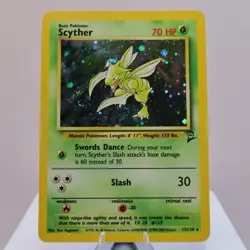 Pokemon TCG - Scyther 17/130 Base Set 2 Holo Rare WOTC 1999 - EXC/NM Indent - Image 2