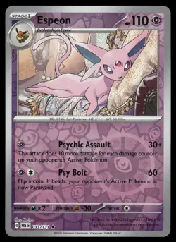 ESPEON 033/131 HOLO RARE SV: PRISMATIC EVOLUTIONS REVERSE HOLO POKEMON NM - Image 2