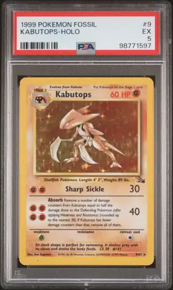 1999 POKEMON FOSSIL #9 KABUTOPS-HOLO PSA 5 - Image 1