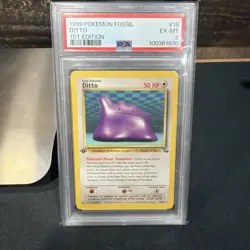 PSA 6 WOTC 1999 1st Edition Fossil Ditto 18/62 Non Holo Rare Card EX-MT - Image 1