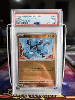 PSA 9 RIOLU REVERSE FOIL 076/132 MEGA EVOLUTIONS POKEMON CARD - Image 1