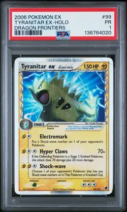 2006 POKEMON EX DRAGON FRONTIERS #99 TYRANITAR EX-HOLO PSA 1 - Image 1