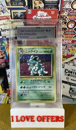 1996 POKEMON JAPANESE JUNGLE NIDOQUEEN HOLO FOIL CGS 9.5 C STORE MINT #31 READ - Image 1