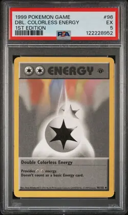 1999 POKEMON GAME 1ST ED #96 DOUBLE COLORLESS ENERGY PSA 5 - Image 1