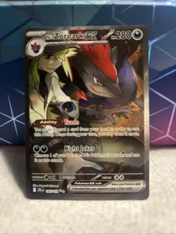 Pokemon N's Zoroark ex 185/159 Sv09: Journey Together Holo SIR NM+ CONTENDER - Image 1