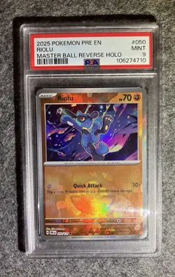 2025 POKEMON TCG PSA 9 Riolu PRISMATIC EVOLUTIONS MASTER BALL - Image 1