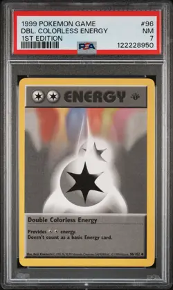1999 POKEMON GAME 1ST ED #96 DOUBLE COLORLESS ENERGY PSA 7 - Image 1