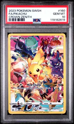 2023 POKEMON SWORD & SHIELD CROWN ZENITH #160 FULL ART/PIKACHU PSA 10 - Image 1