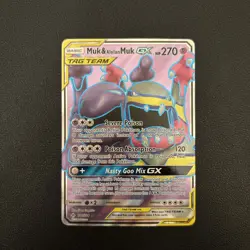 Pokemon TCG Muk & Alolan Muk GX (Full Art) 196/214 Sm-Unbroken Bonds Holo NM - Image 1