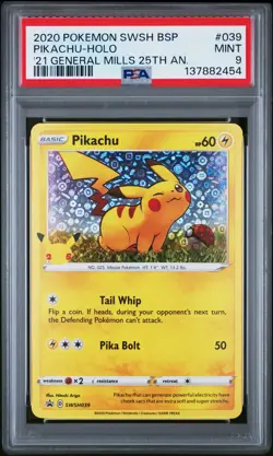2020 POKEMON SWSH BLACK STAR PROMO #039 PIKACHU-HOLO PSA 9 - Image 1
