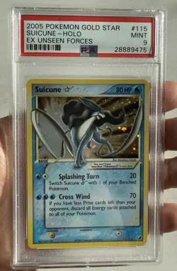 2005 Pokemon GOLD STAR Suicune EX Unseen Forces #115 Holo PSA 9 Mint Clean Copy! - Image 1