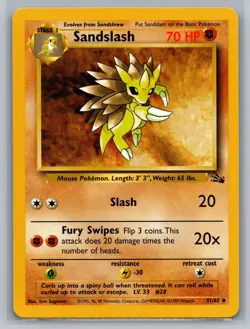 Sandslash Fossil #41/62 Uncommon Pokemon Card - Image 1