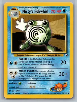 Misty's Poliwhirl Gym Heroes #053/132 Uncommon Pokemon Card - Image 1