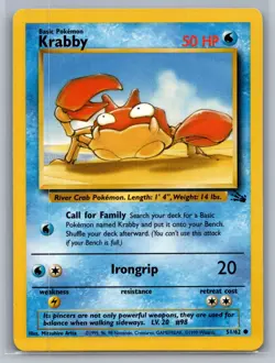 Krabby Fossil #51/62 Common Pokemon Card - Image 1