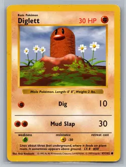 Diglett Base Set (Shadowless) #047/102 Common Pokemon Card - Image 1