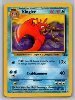 Kingler Fossil #38/62 Uncommon Pokemon Card - Image 1