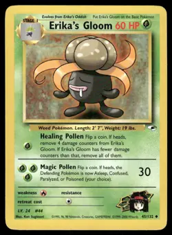 Pokemon Cards Erika's Gloom 45/132 Unlimited Gym Heroes WOTC Uncommon NM *2 - Image 1