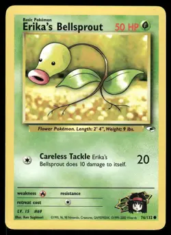 Pokemon Cards Erika's Bellsprout 76/132 Unlimited Gym Heroes WOTC Common NM - Image 1