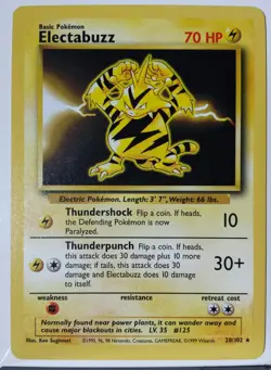 Electabuzz 20/102 - NM / M - RARE Non Holo Base Pokemon Card - $2 Flat Shipping - Image 1