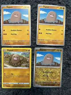 Diglett Lot Of 4 Cards Includes 1 Reverse Holo - Image 1