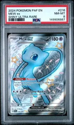 2024 POKEMON PAF EN-PALDEAN FATES SHINY ULTRA RARE #216 MEW EX PSA 8 - Image 1