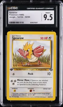 1999 POKEMON JUNGLE 1ST EDITION #62/64 SPEAROW CGC 9.5 - Image 1