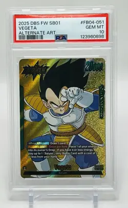 VEGETA DRAGON BALL SUPER CARD GAME FW SB01 #FB04-051 ALTERNATE ART PSA 10🔥📈🔥 - Image 1