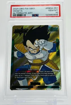 VEGETA DRAGON BALL SUPER CARD GAME FW SB01 #FB04-051 ALTERNATE ART PSA 10🔥📈🔥 - Image 3
