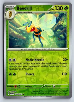 BEEDRILL 015/165 RARE 151 POKEMON REVERSE HOLO NM - Image 1