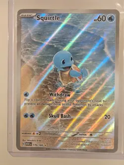 Pokemon TCG Squirtle 170/165 Scarlet & Violet 151 Illustration Rare Holo Card - Image 1