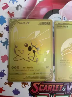 Pikachu v Gold and Pokeball SWSH145/SWSH146 Pokemon TCG Celebrations/ sealed - Image 2