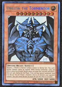 Obelisk the Tormentor 1996 Limited Prismatic Secret Rare Yugioh TN19-EN007 (NM) - Image 1