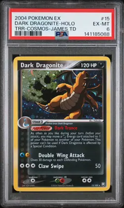 2004 POKEMON EX TEAM ROCKET RETURNS #15 DARK DRAGONITE-HOLO PSA 6 - Image 1