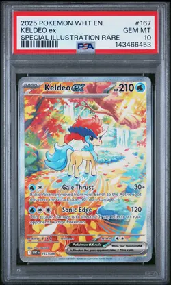 2025 POKEMON WHT EN-WHITE FLARE SPECIAL ILLUSTRATION RARE #167 KELDEO EX PSA 10 - Image 1