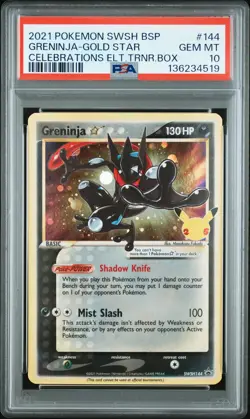 2021 POKEMON SWSH BLACK STAR PROMO #144 GRENINJA-GOLD STAR PSA 10 - Image 1