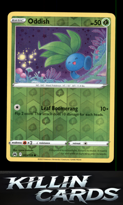 Reverse Holofoil Oddish 001/159 Pokemon Common Crown Zenith Card NM - Image 1