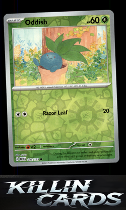 Reverse Holofoil Oddish 043/165 Pokemon Common SV: Scarlet & Violet 151 Card NM - Image 1