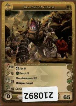 (210892) BLAZVATAN 160/75/55/145/65 (1 Max Stats) Ultra Rare Foil Chaotic Card - Image 1