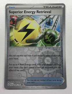 Pokemon Card Superior Energy Retrieval Paldea Evolved Reverse Holo 189/193 NM - Image 1