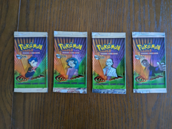 EMPTY Pokemon Gym Challenge Art Set x4 Booster Pack Wrappers WOTC - Image 1
