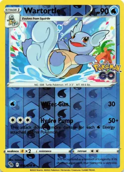 Wartortle 016/078 - REVERSE HOLO - Pokemon GO - NM - Image 1