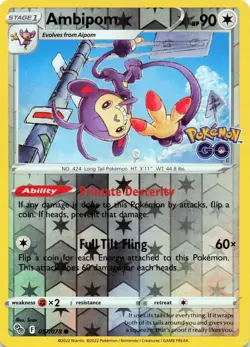 Ambipom 057/078 - REVERSE HOLO - Pokemon GO - NM - Image 1