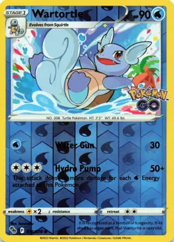 Wartortle 016/078 - REVERSE HOLO - Pokemon GO - NM - Image 1