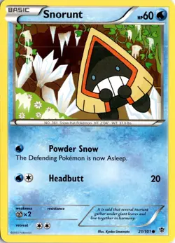 Snorunt 21/101 Plasma Blast Pokemon Card TCG - Image 1
