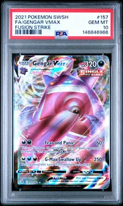 2021 Pokemon Sword & Shield Fusion Strike 157 Gengar VMAX PSA 10 146846966 - Image 1