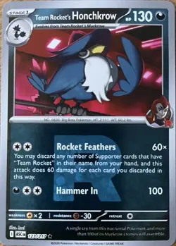 Team Rocket’s Honchkrow (Team Rocket) 127/217 Rev Holo Pokemon TCG NM ASC - Image 1