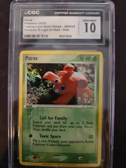 Paras 004/034 Pokemon Classic CLV Venusaur & Lugia ex Deck Holo CGC 10 Gem Mint - Image 1