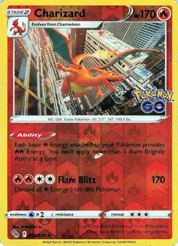 Charizard 010/078 - REVERSE HOLO - Pokemon GO - MP - Image 1